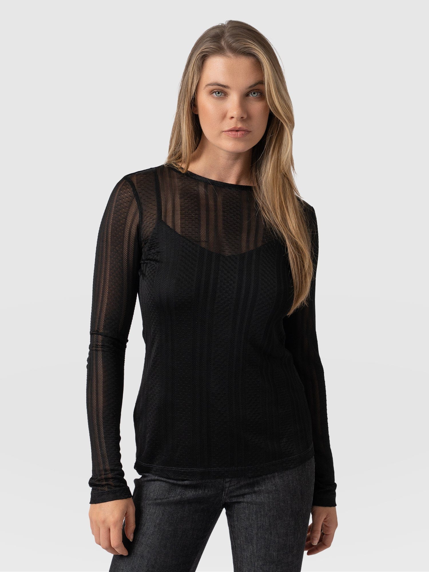 Demi Lace Long Sleeve Tee Black - Women's Tops | Saint + Sofia® US